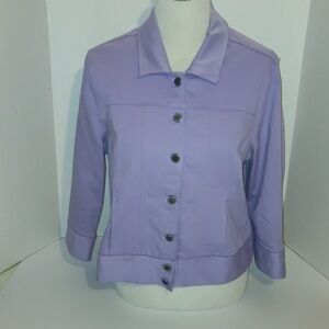 Christopher And Banks Light Purple Denim Jean Jacket Size Petite Large